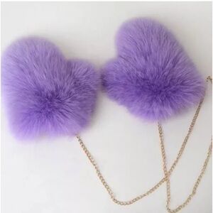Women Ladies Real Fox Fur Gloves Winter Luxury Thick Warm Hanging Chain Mittens